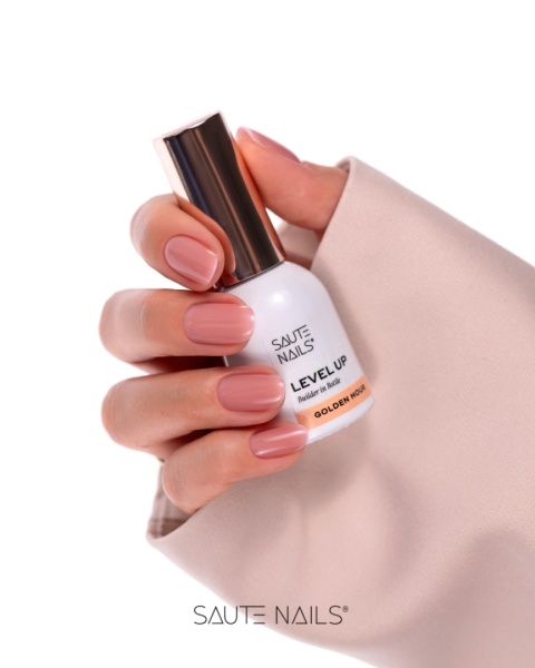 Saute Nails BiB Level UP Golden Hour 8ml – żel budujący w butelce ciepły beż