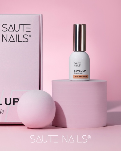Saute Nails BiB Level UP Golden Hour 8ml – żel budujący w butelce ciepły beż