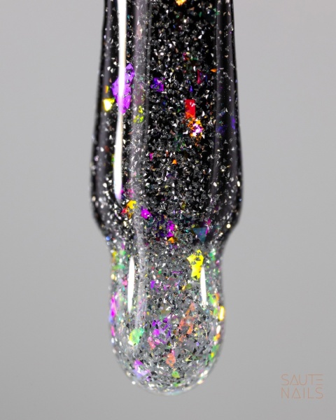 Saute Nails Silver Flash Top No Wipe 8ml – top hybrydowy z efektem flash i holograficzną drobinką