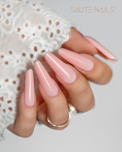 Saute Nails Candy Pink Top No Wipe 8ml – półtransparentny różowy top hybrydowy