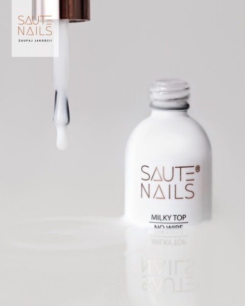 Saute Nails Milky Top No Wipe 8ml – mleczny top hybrydowy