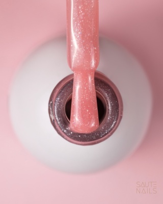 Saute Nails Express Base Sparkling Peachy 8ml – brzoskwiniowa baza hybrydowa z drobinką