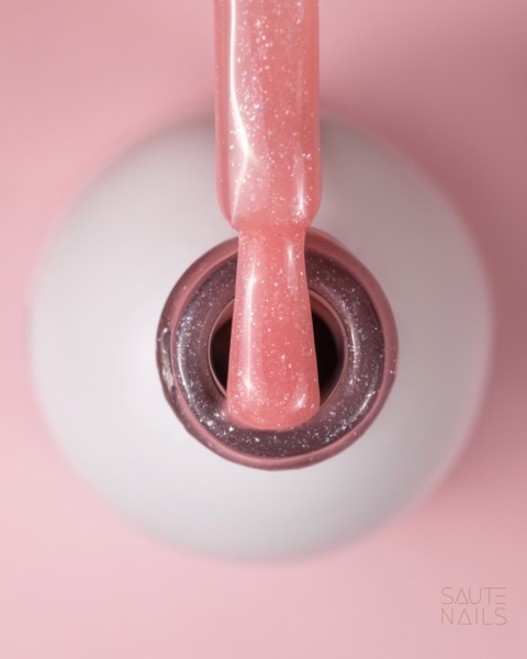 Saute Nails Express Base Sparkling Peachy 8ml – brzoskwiniowa baza hybrydowa z drobinką