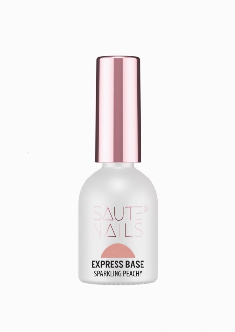Saute Nails Express Base Sparkling Peachy 8ml – brzoskwiniowa baza hybrydowa z drobinką