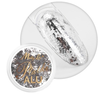 Pyłek metaliczny do paznokci MollyLac Płatki Alu Nr 1 Ponętne Srebro 0,2 g