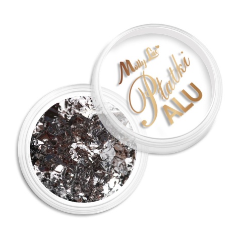 Pyłek metaliczny do paznokci MollyLac Płatki Alu Nr 1 Ponętne Srebro 0,2 g