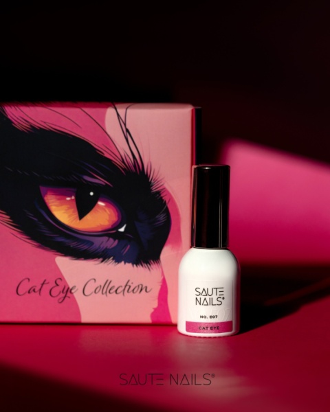 Saute Nails Cat Eye Effect E07 – jasnoróżowy lakier hybrydowy z efektem kociego oka