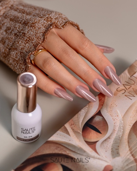 Saute Nails Cat Eye Effect E13 – chłodny brąz z szarością i srebrną poświatą 8ml