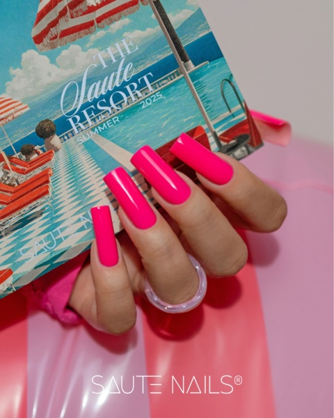 Saute Nails Lakier Hybrydowy S308 Candy Sandy – neonowy róż