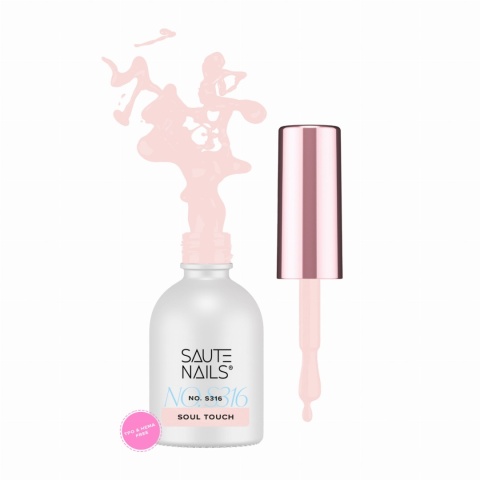 Saute Nails Lakier hybrydowy S316 Soul Touch – transparentny beż z drobiną 8ml