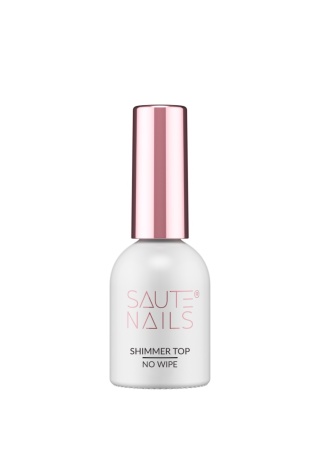Saute Nails Top hybrydowy Shimmer Top No Wipe – srebrna drobinka