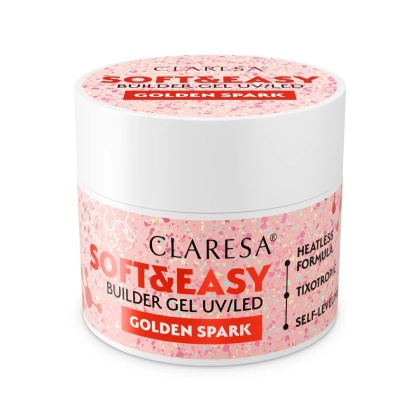 CLARESA Żel budujący Soft&Easy Golden Spark 45 g złoty beż
