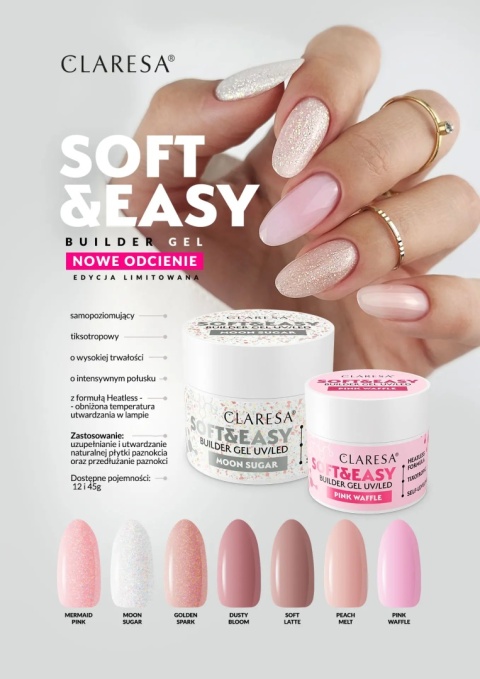 CLARESA Żel budujący Soft&Easy Moon Sugar 45 g biel