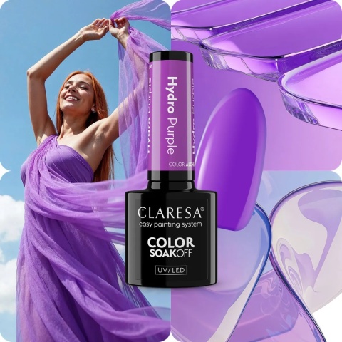 Claresa Hydro Purple 5 g – szklany fioletowy lakier hybrydowy z efektem glass