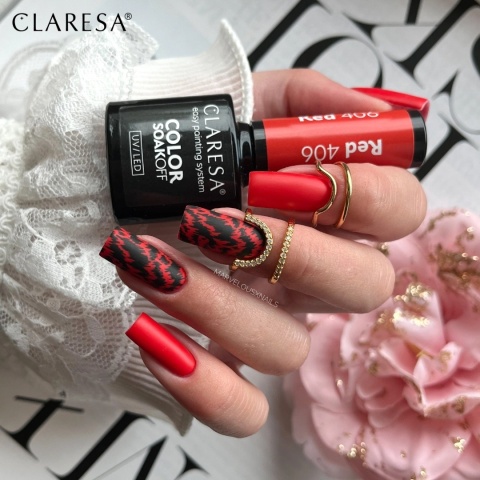 Claresa Red 406 5 g – ognisty, strażacki czerwony lakier hybrydowy