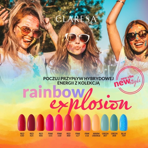 Claresa Red 406 5 g – ognisty, strażacki czerwony lakier hybrydowy
