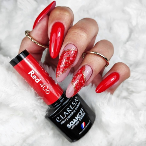 Claresa Red 406 5 g – ognisty, strażacki czerwony lakier hybrydowy