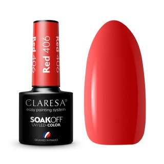 Claresa Red 406 5 g – ognisty, strażacki czerwony lakier hybrydowy