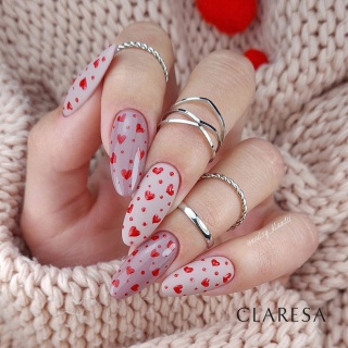 Claresa Red 411 5 g – czerwony lakier hybrydowy z drobinką i efektem shimmer
