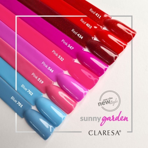 Claresa Red 411 5 g – czerwony lakier hybrydowy z drobinką i efektem shimmer