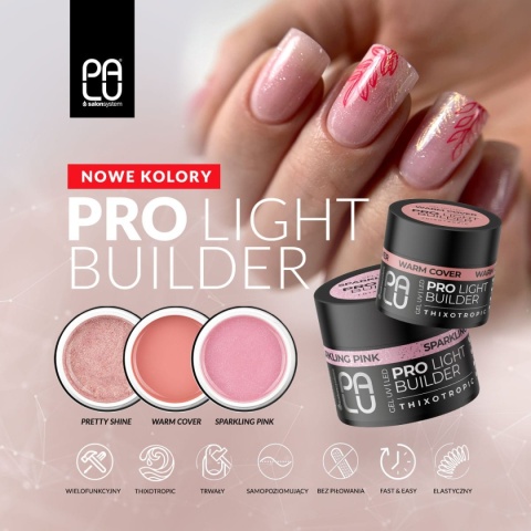 PALU Pro Light Builder Gel Sparkling Pink 12 g żel budujący