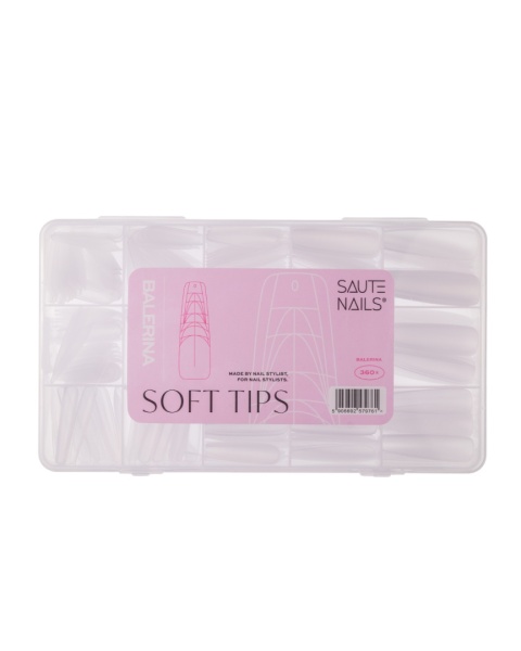 Saute Nails Tipsy do paznokci Soft Tips Ballerina transparentne 360 szt. 15 rozmiarów