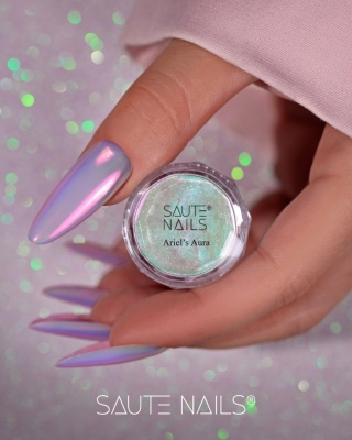Saute Nails pyłek do paznokci Ariel’s Aura efekt tafli szkła różowy połysk