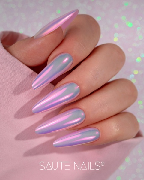 Saute Nails pyłek do paznokci Ariel’s Aura efekt tafli szkła różowy połysk