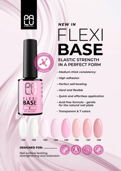Palu Flexi Base 5 baza hybrydowa różowa elastyczna do paznokci 11 g