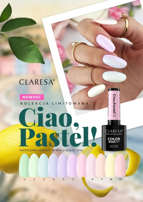 Claresa Lakier hybrydowy Ciao, Pastel! 10 – 5g pastelowy żółty, masełko