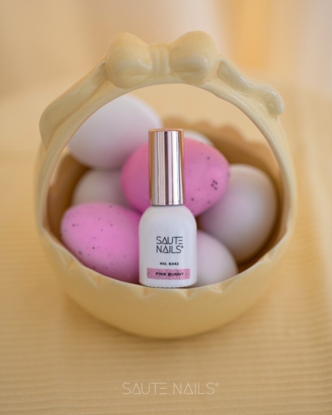 SAUTE NAILS Lakier hybrydowy S342 Pink Bunny 8ml pastel eggshell HEMA FREE