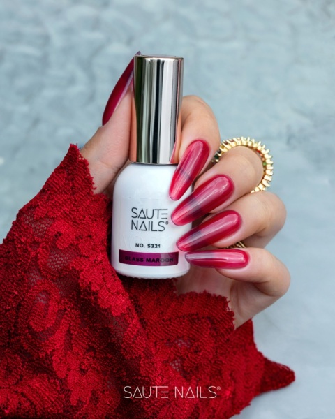 Saute Nails S321 Glass Maroon półtransparentny lakier