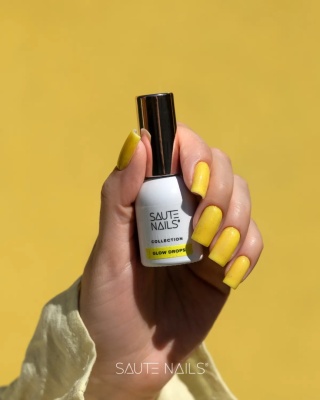 Saute Nails Glow Drops Lakier Hybrydowy Żółty z Drobinkami 8ml