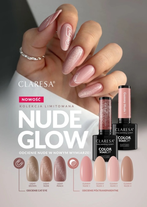 Claresa Nude Glow Gummy Nude 1 5g – mleczno-różowy lakier hybrydowy