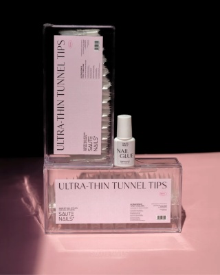 Saute Nails Zestaw Tipsy Tunelowe 504szt + Klej do Tipsów 10ml