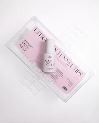 Saute Nails Zestaw Tipsy Tunelowe 504szt + Klej do Tipsów 10ml
