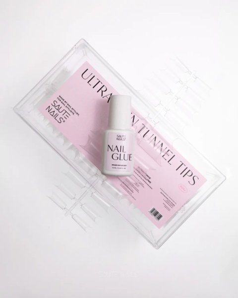 Saute Nails Zestaw Tipsy Tunelowe 504szt + Klej do Tipsów 10ml