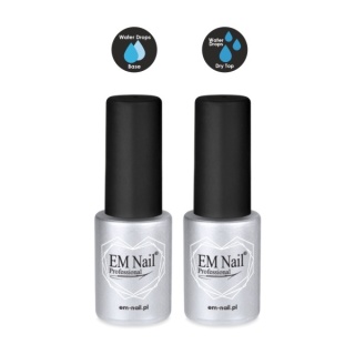 EM Nail Water Drops Base + Top Coat 6ml Zestaw Efekt Kropli Rosy