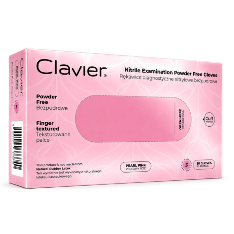 Clavier Rękawiczki Nitrylowe Pearl Pink S Bezpudrowe 50 szt.