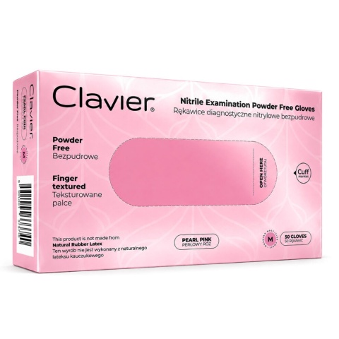 Clavier Rękawiczki Nitrylowe Pearl Pink M Bezpudrowe 50 szt.