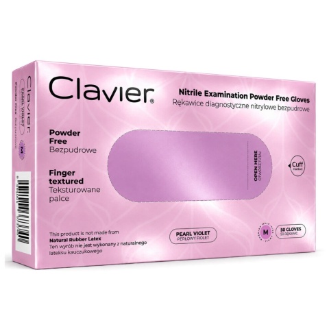 Clavier Rękawiczki Nitrylowe Pearl Violet M Bezpudrowe 50 szt.