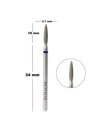 TOUCH Frez diamentowy zaokrąglony płomyk niebieski 2,1 mm do skórek