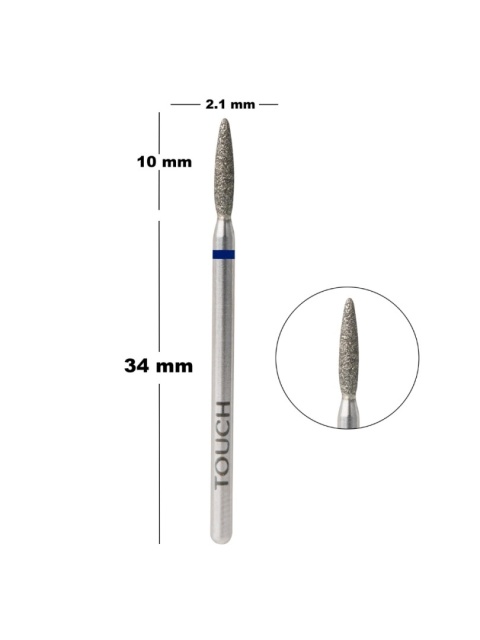 TOUCH Frez diamentowy zaokrąglony płomyk niebieski 2,1 mm do skórek