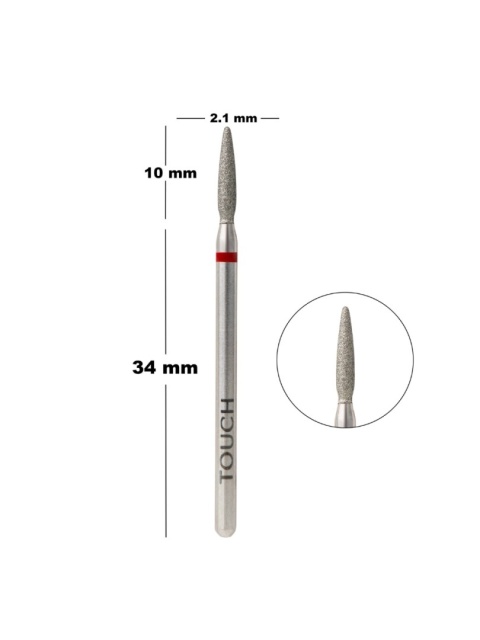 TOUCH Frez diamentowy zaokrąglony płomyk czerwony 2,1 mm do skórek