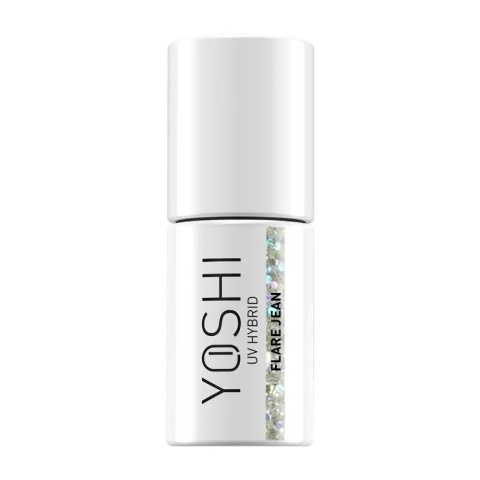 YOSHI Hybrid Flare Jean 511 – lakier hybrydowy glitter 6 ml, srebrny brokat do kolekcji Blue Jeans TPO-FREE