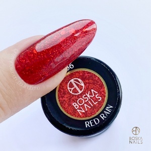 Boska Nails Divine Red Rain 366 - czerwony brokatowy lakier hybrydowy 6 ml