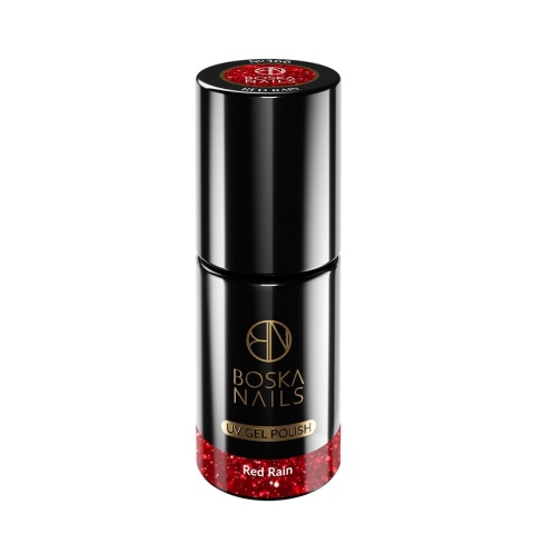 Boska Nails Divine Red Rain 366 - czerwony brokatowy lakier hybrydowy 6 ml