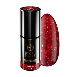 Boska Nails Divine Red Rain 366 - czerwony brokatowy lakier hybrydowy 6 ml