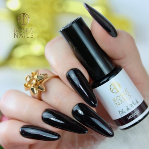 Boska Nails Lakier Hybrydowy Black Week Monday 509 6 ml – czarny z różowym shimmerem