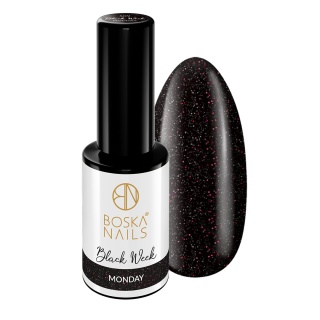 Boska Nails Lakier Hybrydowy Black Week Monday 509 6 ml – czarny z różowym shimmerem